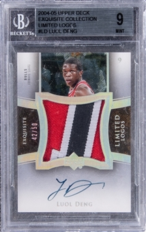 2004-05 UD "Exquisite Collection" Limited Logos #LD Luol Deng Signed Game Used Patch Rookie Card (#42/50) - BGS MINT 9/BGS 10